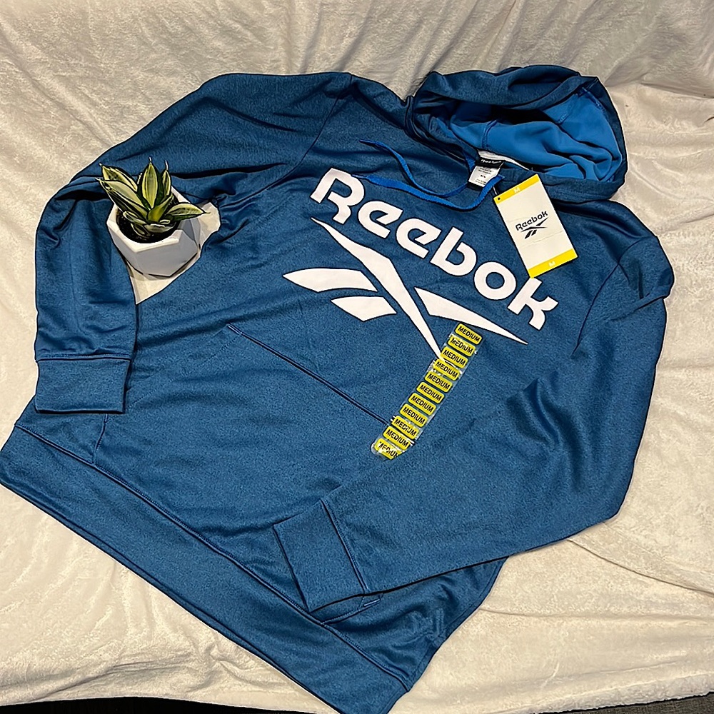 Mens Medium Reebok Blue Hooded Sweater (NEW)
